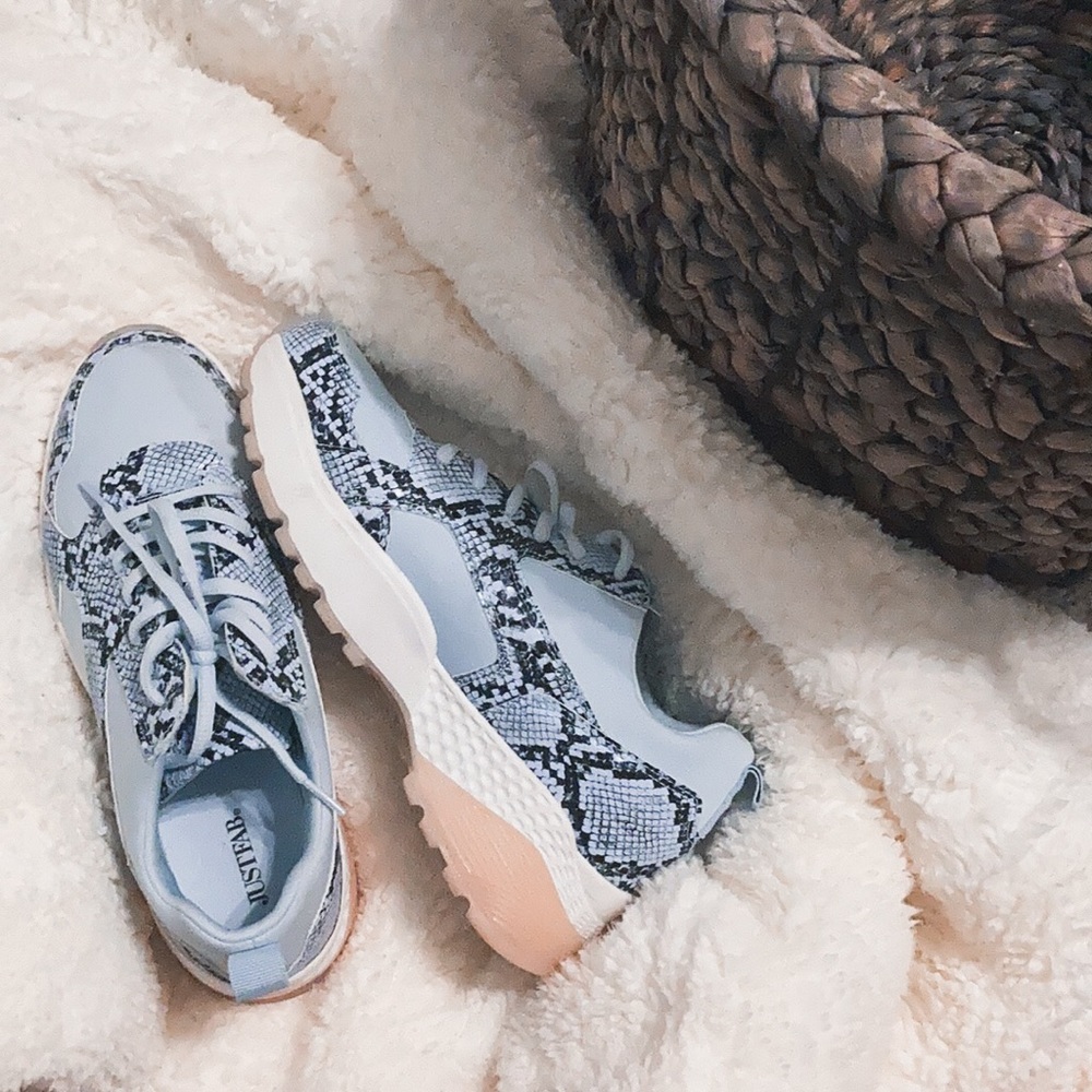 Light Blue Snake Sneakers